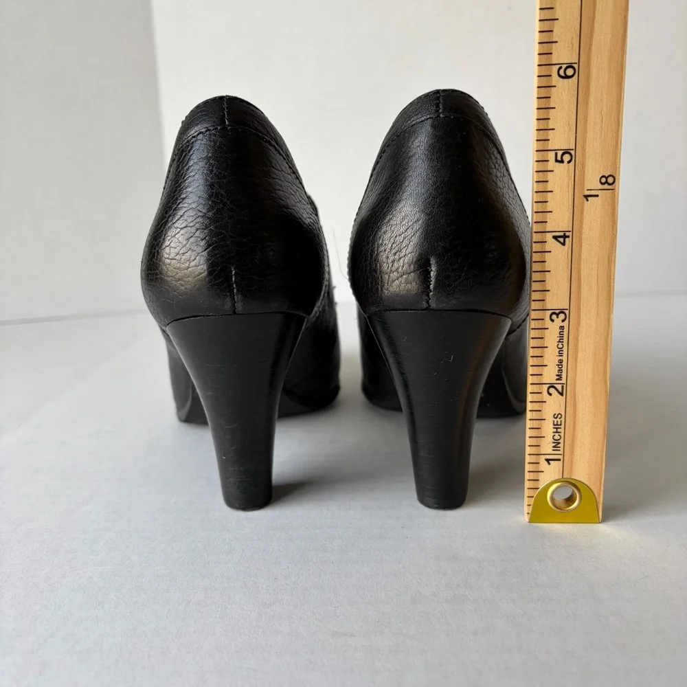 Born Crown Black Leather 3‎ Inch Heels Granny Witchy Academia Women’s 8